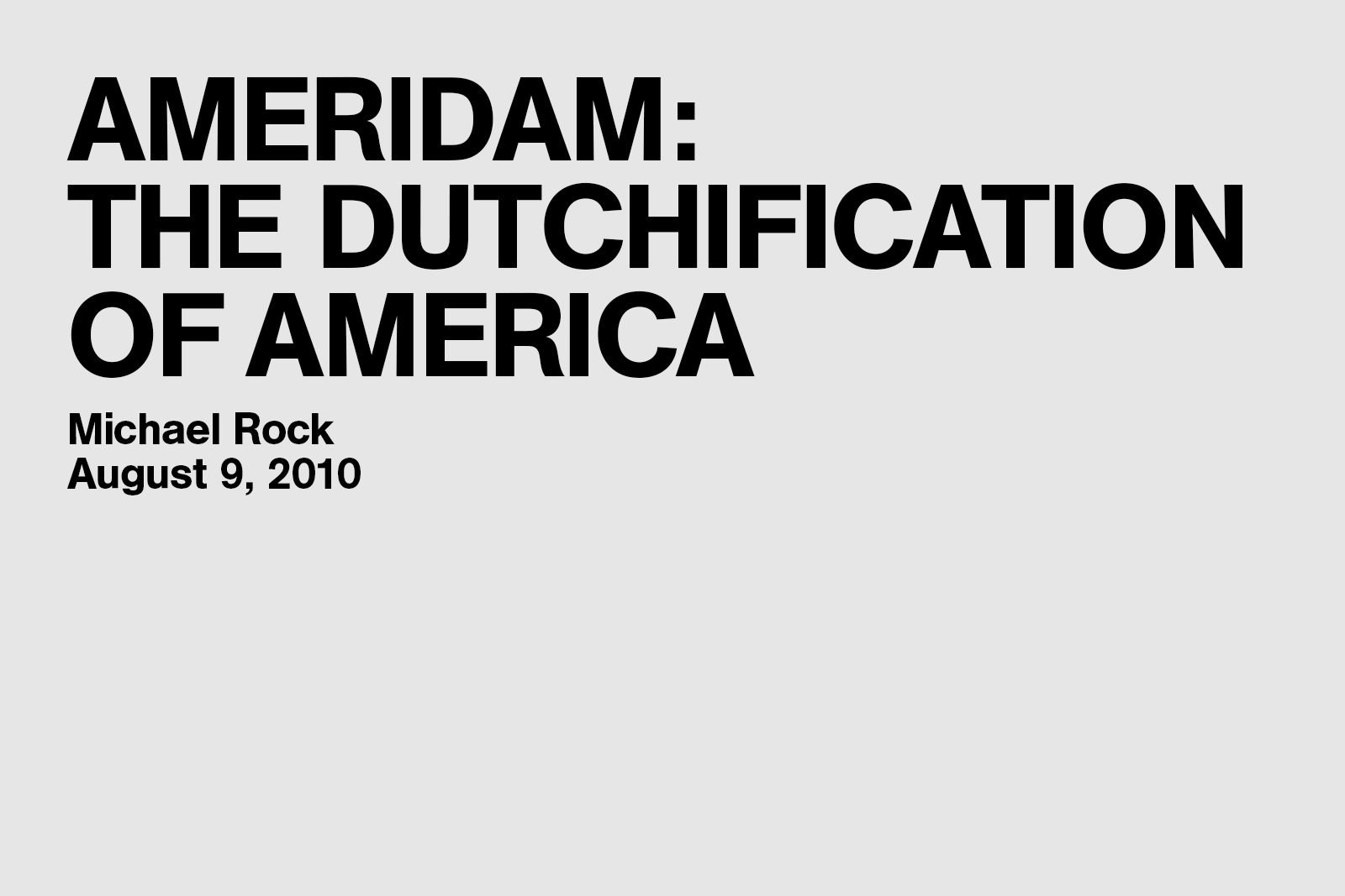 Ameridam The Dutchification of America — image
