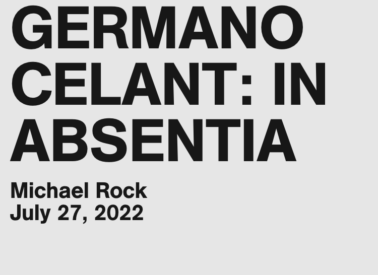 Germano Celant: In Absentia — 2x4